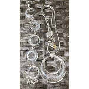Brighton Lava Lounge Clear Lucite Pendant Necklace Silver Chain Large Round
